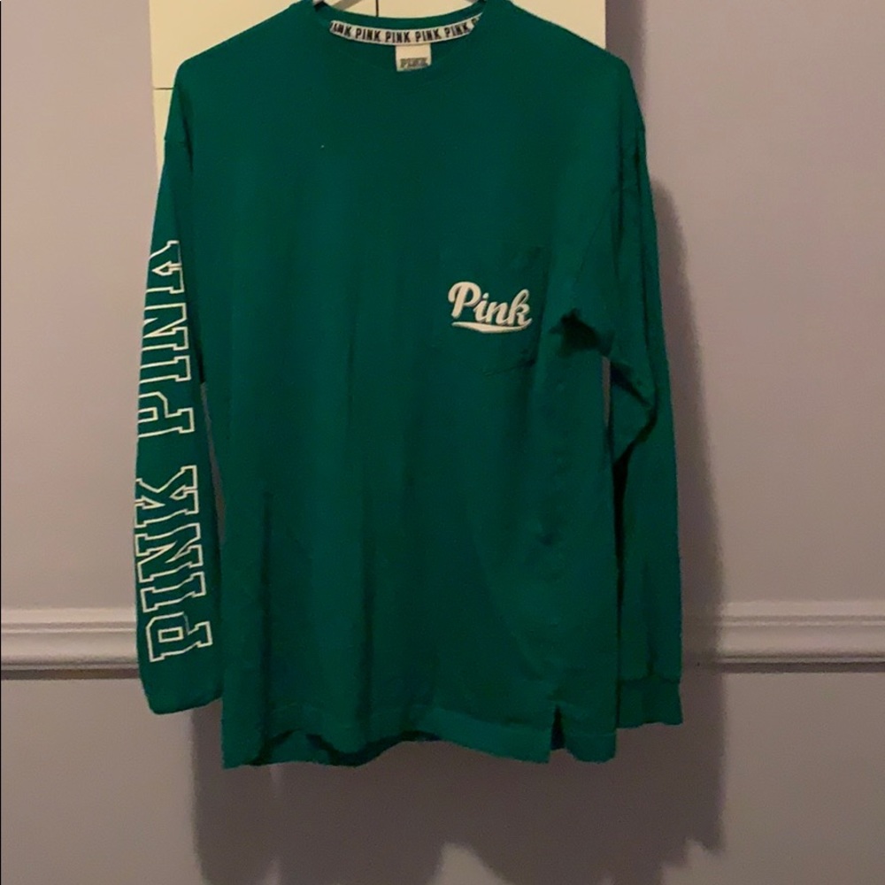 vs pink green long sleeve shirt.